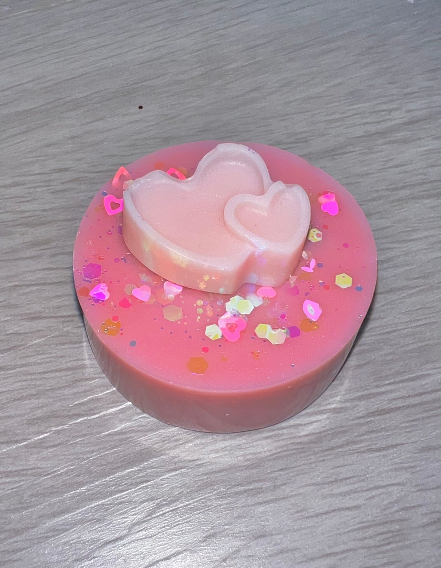 Just Blush round with heart duo